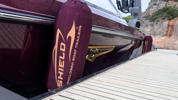 Properly fitted NautiCovers personalized Lake of the Ozarks boat fender cover
